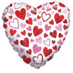GLITTER HEARTS PATTERN Foil Balloon 18 Inch Val