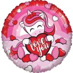 Love Unicorn With Heart Foil Balloon 18 Inch Val