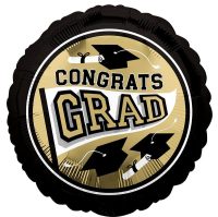 Grad School Colors Black and Gold Balloon Bouquet 15 Pack