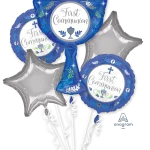 Communion Day Boy Foil Balloon Bouquet (5 Balloons)
