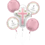 My First Communion Pink Foil Balloon Bouquet (5 Balloons)