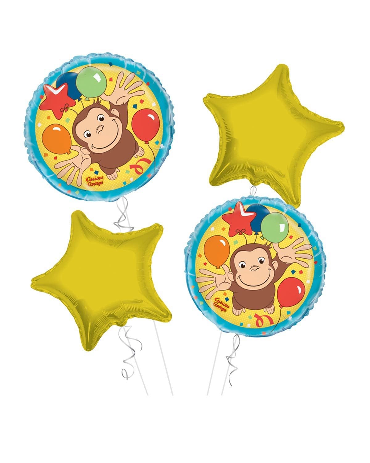 B008-A4-S1.Jpg Curious George Happy Birthday Balloon Bouquet 4Pc – Viva Party