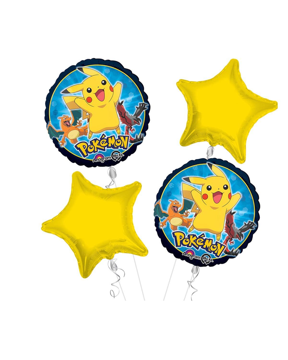 B028-C4-S1.Jpg Pokemon Happy Birthday Balloon Bouquet 4Pc – Viva Party
