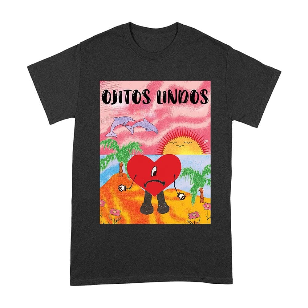 Bad-16_A-Black.jpg Bad-Bunny Ojitos Lindos Cartoon Heart Island T-Shirt Unisex Adult – Viva Party