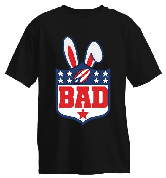Bad-35 Bad Bunny T-Shirt With Super Bowl Lx 2026 Nfl Graphic In Red, White And Blue Colors