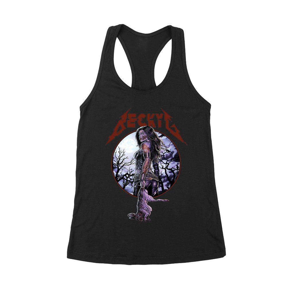 Bkg-09_Wrtt-Black.jpg Becky-G Gothic Rose Warrior T-Shirt ? Fierce Beauty Meets Dark Romance Women'S Racerback Tank Top – Viva Party