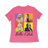 Color Pop Billie Eilish Portrait T-Shirt for Artistic Music Fans Women Relaxed