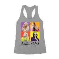 Color Pop Billie Eilish Portrait T-Shirt for Artistic Music Fans Women's Racerback Tank Top