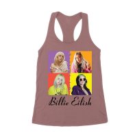 Color Pop Billie Eilish Portrait T-Shirt for Artistic Music Fans Women's Racerback Tank Top