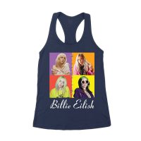 Color Pop Billie Eilish Portrait T-Shirt for Artistic Music Fans Women's Racerback Tank Top