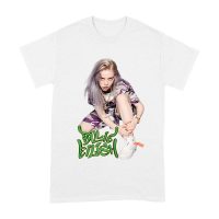 Urban Style Billie Eilish Sitting Pose Green Graffiti T-Shirt Unisex Adult