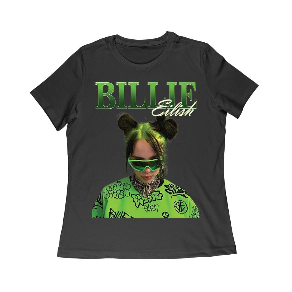 Ble-06_Wr-Black.jpg Neon Green Billie Eilish Face Design T-Shirt With Signature Look Women Relaxed – Viva Party