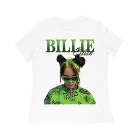 Neon Green Billie Eilish Face Design T-Shirt with Signature Look Women Relaxed
