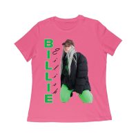 Bold Billie Eilish Vertical Text Pose T-Shirt for Stylish Fans Women Relaxed