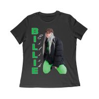 Bold Billie Eilish Vertical Text Pose T-Shirt for Stylish Fans Women Relaxed – Viva Party