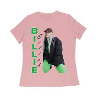 Bold Billie Eilish Vertical Text Pose T-Shirt for Stylish Fans Women Relaxed