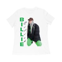 Bold Billie Eilish Vertical Text Pose T-Shirt for Stylish Fans Women Relaxed