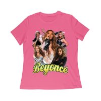 Multi-Image Singing Beyonce Graphic T-Shirt with Spark Effects Women Relaxed
