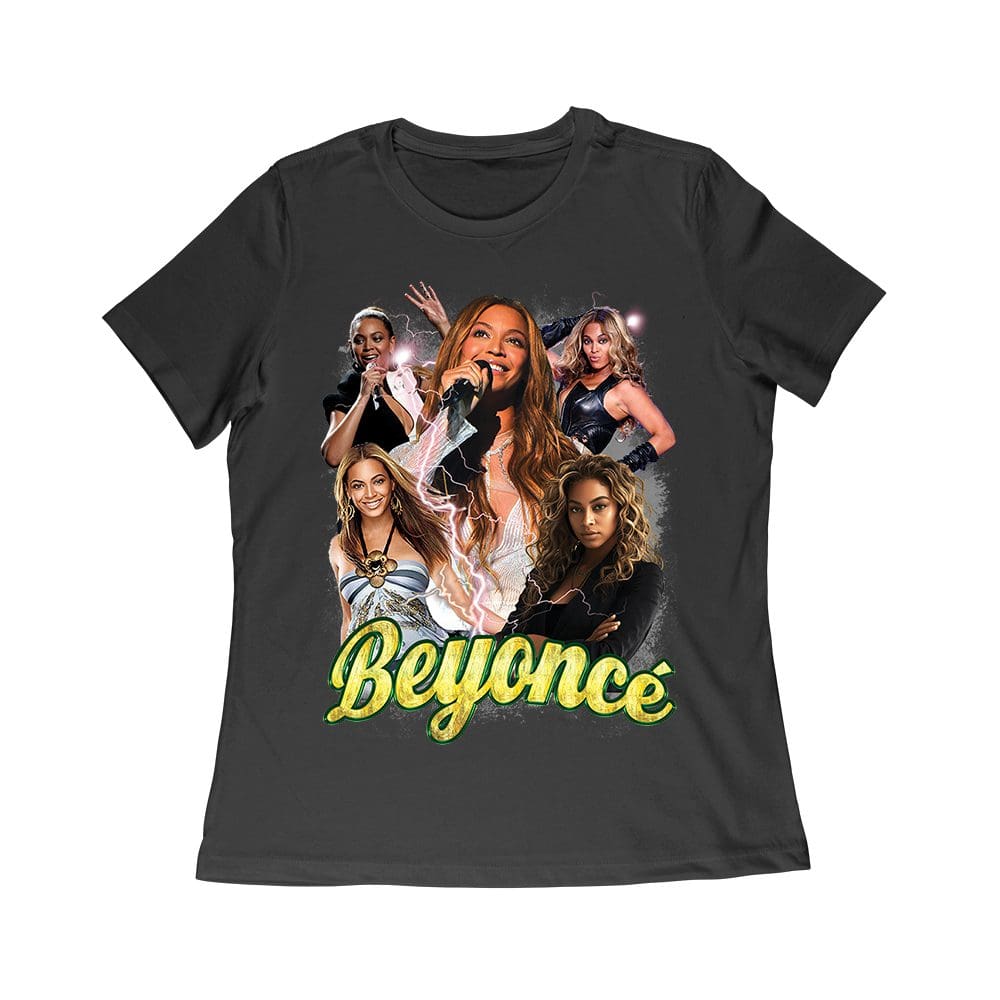 Bon-04_Wr-Black.jpg Multi-Image Singing Beyonce Graphic T-Shirt With Spark Effects Women Relaxed – Viva Party