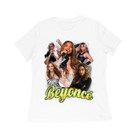 Multi-Image Singing Beyonce Graphic T-Shirt with Spark Effects Women Relaxed
