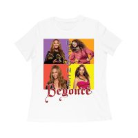 Color Block Beyonce Portrait T-Shirt with Artistic Text Design Women Relaxed