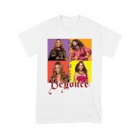 Color Block Beyonce Portrait T-Shirt with Artistic Text Design Unisex Youth