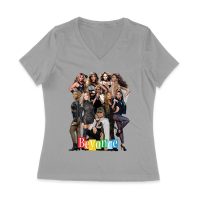 Powerful Group Pose Beyonce T-Shirt Featuring Fashion Looks and Attitude Women Jersey V-Neck