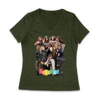 Powerful Group Pose Beyonce T-Shirt Featuring Fashion Looks and Attitude Women Jersey V-Neck