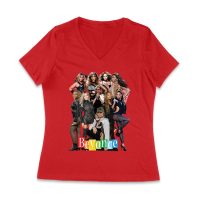 Powerful Group Pose Beyonce T-Shirt Featuring Fashion Looks and Attitude Women Jersey V-Neck