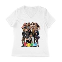 Powerful Group Pose Beyonce T-Shirt Featuring Fashion Looks and Attitude Women Jersey V-Neck