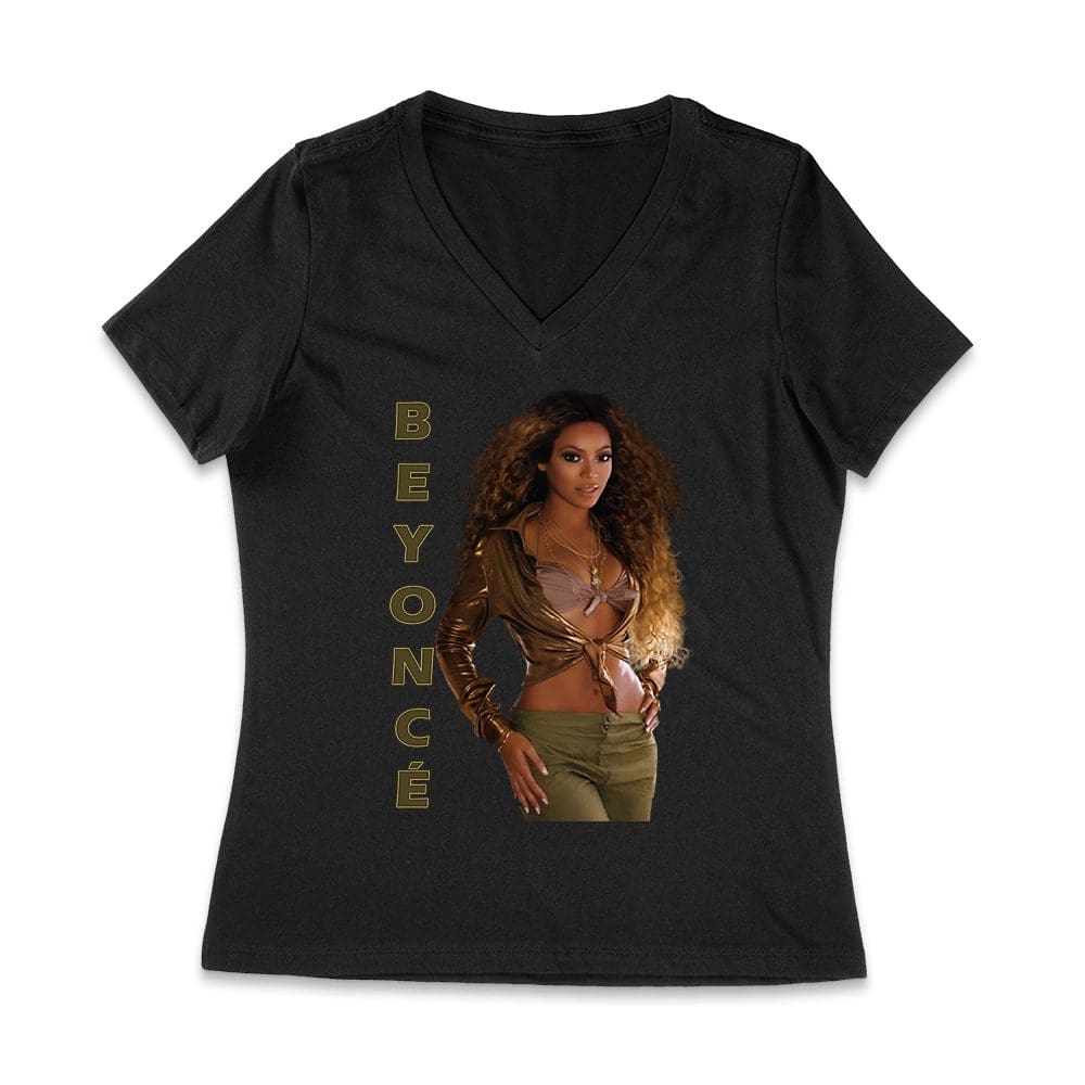 Bon-08_Wvn-Black.jpg Golden Glam Beyonce Graphic T-Shirt With Vertical Bold Lettering Women Jersey V-Neck – Viva Party