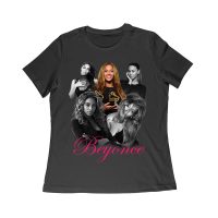 Black and White Beyonce Portrait T-Shirt with Touch of Color Contrast Women Relaxed – Viva Party