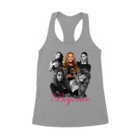 Black and White Beyonce Portrait T-Shirt with Touch of Color Contrast Women's Racerback Tank Top