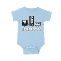 Never Forget Old Cassette, Floppy, and Deck Disk T-Shirt ? Retro Nostalgia Tee for Classic Tech and Vintage Vibe Lovers Unisex Baby Jersey