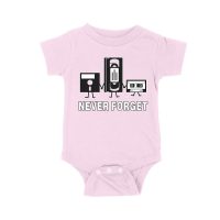 Never Forget Old Cassette, Floppy, and Deck Disk T-Shirt ? Retro Nostalgia Tee for Classic Tech and Vintage Vibe Lovers Unisex Baby Jersey