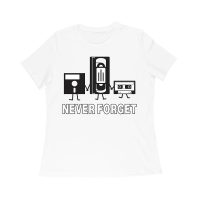 Never Forget Old Cassette, Floppy, and Deck Disk T-Shirt ? Retro Nostalgia Tee for Classic Tech and Vintage Vibe Lovers Women Relaxed