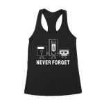 Never Forget Old Cassette, Floppy, and Deck Disk T-Shirt ? Retro Nostalgia Tee for Classic Tech and Vintage Vibe Lovers Women's Racerback Tank Top – Viva Party