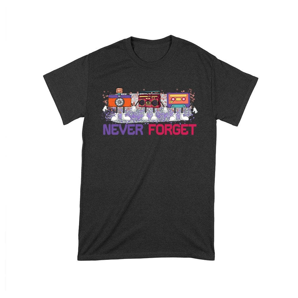 Cart-03_T-Black.jpg Never Forget - Old Cassette - Camera - And Cassette Piece T-Shirt - Retro Nostalgia Tee For Classic Tech And Vintage Lovers Unisex Toddler – Viva Party