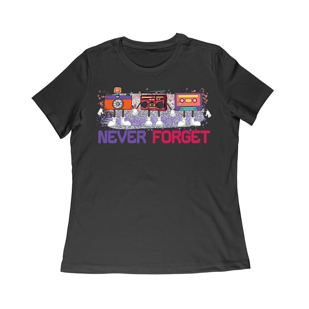 Cart-03_Wr-Black.jpg Never Forget - Old Cassette - Camera - And Cassette Piece T-Shirt - Retro Nostalgia Tee For Classic Tech And Vintage Lovers Women Relaxed – Viva Party