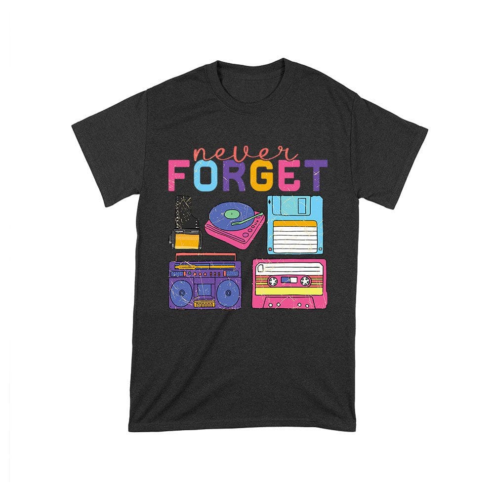 Cart-04_T-Black.jpg Never Forget - Camera Reel - Gramophone - Floppy Cassette - And Cassette Piece T-Shirt - Retro Nostalgia Tee For Vintage Tech Lovers Unisex Toddler – Viva Party
