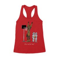 Who Invited Him? Funny Basketball Graphic T-Shirt for Sports Fans Women's Racerback Tank Top