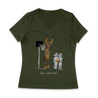 Who Invited Him? Funny Basketball Graphic T-Shirt for Sports Fans Women Jersey V-Neck