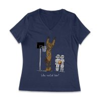 Who Invited Him? Funny Basketball Graphic T-Shirt for Sports Fans Women Jersey V-Neck