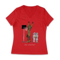 Who Invited Him? Funny Basketball Graphic T-Shirt for Sports Fans Women Jersey V-Neck
