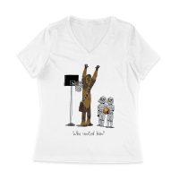 Who Invited Him? Funny Basketball Graphic T-Shirt for Sports Fans Women Jersey V-Neck