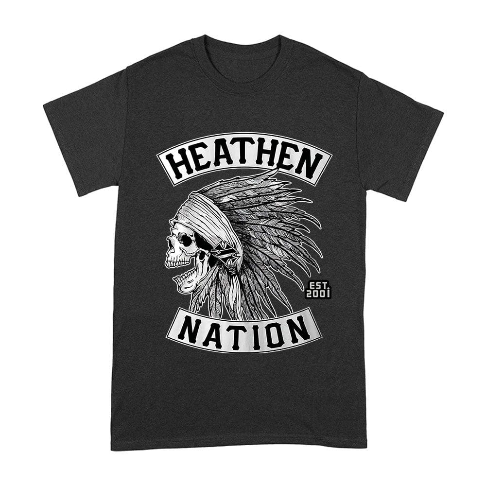 Cart-08_A-Black.jpg Heathen Nation Red Indian Skull Graphic T-Shirt Established 2001 Unisex Adult – Viva Party