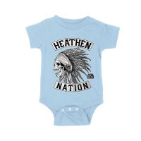 Heathen Nation Red Indian Skull Graphic T-Shirt Established 2001 Unisex Baby Jersey
