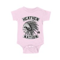 Heathen Nation Red Indian Skull Graphic T-Shirt Established 2001 Unisex Baby Jersey
