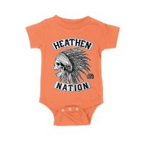 Heathen Nation Red Indian Skull Graphic T-Shirt Established 2001 Unisex Baby Jersey