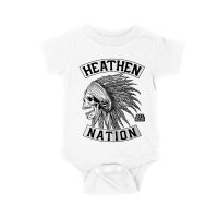 Heathen Nation Red Indian Skull Graphic T-Shirt Established 2001 Unisex Baby Jersey